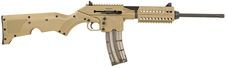 [640832004373] Kel-Tec SU22CATAN SU22  Full Size 22 LR 26+1 16.10" Black Threaded Barrel, Tan Picatinny Rail Polymer Receiver, Tan Synthetic w/Storage Compartment Stock