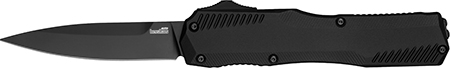 [087171065663] Kershaw 9000BLK Livewire  Automatic 3.30" OTF Spear Point Plain Black DLC CPM MagnaCut Steel Blade, Black Anodized Aluminum Handle, Includes Pocket Clip
