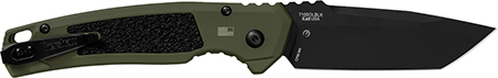 [087171066530] Kershaw 71050LBLK Launch 16 Automatic 3.45" Folding Tanto Plain Black Cerakote CPM M4 Blade, Olive Cerakote w/Black Oxide Hardware Aluminum Handle, Includes Pocket Clip