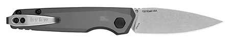 [087171066578] Kershaw 7551 Launch 18 Automatic 2.79" Folding Spear Point Plain Stonewashed CPM 154 SS Blade, Gray Anodized w/Black Oxide Hardware Aluminum Handle, Includes Pocket Clip