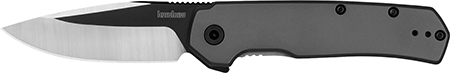 [087171065717] Kershaw 1411 Thermal  EDC 2.95" Folding Drop Point Plain Black Oxide w/Satin Grinds 8Cr13MoV SS Blade, Gray PVD Stainless Steel Handle, Includes Pocket Clip
