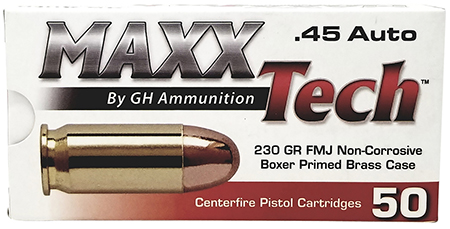 [3877000251735] MaxxTech PTGB45B Brass Pistol  45ACP 230gr Full Metal Jacket 50 Per Box/10 Case