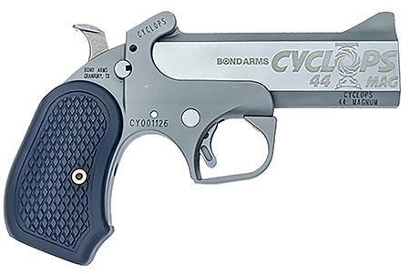 [855959006067] Bond Arms BACY Cyclops Big Bore 44 Mag 1rd, 4.25" Matte Stainless Steel w/Engraved Barrel, Matte Stainless Steel Frame, Black Extended B6 Resin Grip