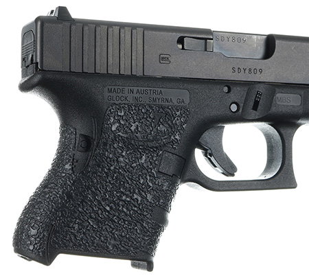 [812308026763] Talon Grips 116R Adhesive Grip  Compatible w/Glock 26/27/28/33/39 Gen4 w/No Backstrap, Black Textured Rubber