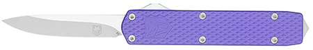 [099654043389] CobraTec Knives MNPURMGEN2DNS Mini Mamba Gen II 2.25" OTF Plain Stonewashed D2 Steel Blade, 3.38" Purple Textured Anodized Aluminum Handle, Features Glass Breaker, Includes Pocket Clip