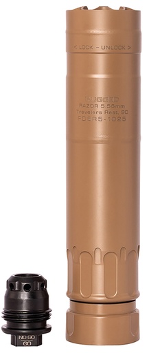 [850044499281] Rugged Suppressors RZRFDE556 Razor 556  22 Cal (5.56mm), 6.40" L FDE Stainless Steel, Includes 1/2"-28 M2 QD Brake