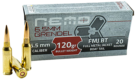 [850021104368] Nemo Arms 65GNA120PPU   6.5Grendel 120gr Full Metal Jacket Boat Tail 20 Per Box/25 Case
