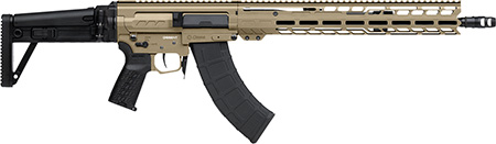 [810144720111] CMMG 86AD60BCT Dissent MK47 7.62x39mm 30+1 (2) 16.10", Coyote Tan Rec/15" M-Lok Handguard, Side Charging Handle, Black Side Folding Stock  &  Zeroed Grip, Muzzle Brake, 60/90 Ambi Safety, Adj. Gas Block