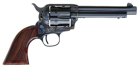 [844234240456] Cimarron AR401 Arizona Ranger  357 Mag 6 5.50" Blue w/Engraved "Arizona Ranger" Steel Barrel, Blued Cylinder Color Case Hardened Steel Frame, Checkered Walnut Grip, Exposed Hammer