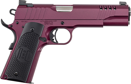 [602686422451] Auto-Ordnance 1911TCAC9 1911  45 ACP 7+1 5" Stainless Steel Barrel, Serrated Stainless Steel Slide, Black Cherry Cerakote Steel Frame w/Beavertail, Armor Black Cerakote Engraved Aluminum Grip