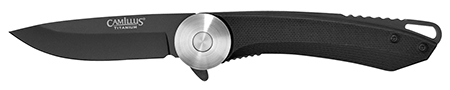 [016162196406] Camillus 19640 Cirque  2.75" Folding Drop Point Plain Black AUS-8 Carbonitride Titanium Blade, Black G10 Handle