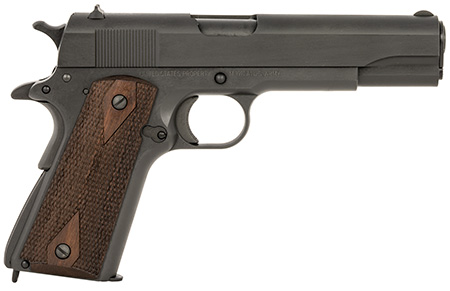[723551444191] Tisas 10100539 1911 A1 US Army WWII 45 ACP 7+1 5" Black Steel Barrel Manganese Phosphate Coated Serrated Carbon Steel Slide  &  Frame w/Beavertail