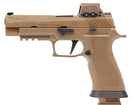 [798681681150] Sig Sauer M17X9RX M17X w/Optic Full Size Frame 9mm Luger 21+1 4.70" Black Barrel, Coyote PVD Optic Ready/Serrated Stainless Steel Slide  &  Polymer Frame w/Beavertail  &  Picatinny Rail, Sig ROMEOM17