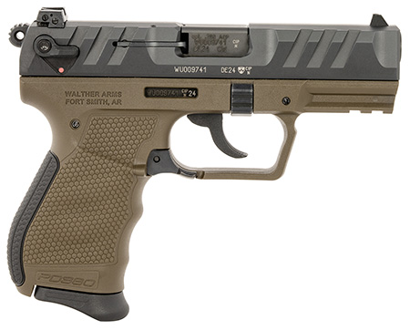 [723364232770] Walther Arms 5050515 PD380  Carry Frame 380 ACP 9+1 3.70" Black Stainless Steel, Barrel Black Cerakote Serrated Steel Slide, Military Green Polymer Frame, Textured Wraparound Grip