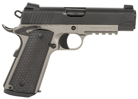 [741566906848] EAA GIRSAN 392077 MC1911 C Untouchable Compact Frame 9mm Luger 9+1 4.40" Black Steel Barrel, Black Serrated Steel Slide, Stainless Steel Frame w/Beavertail  &  Picatinny Rail, Black Polymer Grip
