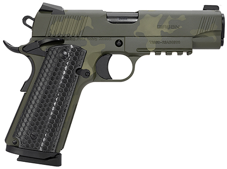[741566906893] Girsan 392071 MC1911 C Untouchable Compact Frame 9mm Luger 9+1 4.40" Black Steel Barrel, OD Camo Serrated Steel Slide  &  Frame w/Beavertail  &  Picatinny Rail, Black Polymer Grip