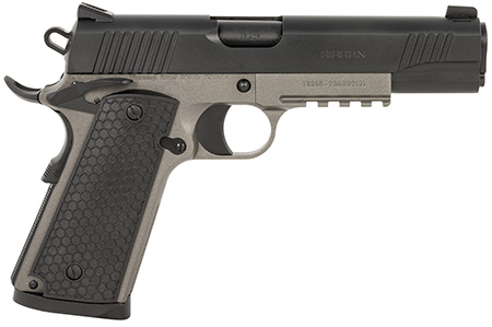 [741566906831] Girsan 392062 MC1911 S Untouchable Full Size 45 ACP 8+1 5" Black Steel Barrel, Black Serrated Steel Slide, Stainless Frame w/Beavertail  &  Picatinny Rail, Black Polymer Grip