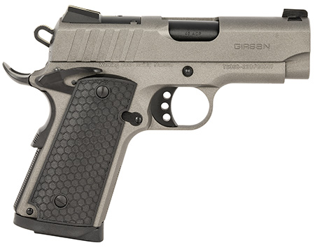 [741566906961] Girsan 391141 MC1911 SC Influencer Sub-Compact 45 ACP 6+1 3.40" Black Steel Barrel, Tungsten Gray Cerakote Optic Ready/Serrated Steel Slide  &  Frame w/Picatinny Rail  &  Beavertail, Gray Polymer Grip