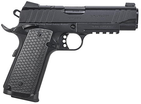[741566906688] EAA GIRSAN 391044 MC1911 C Influencer Compact 45 ACP 8+1 4.40" Blued Steel Barrel, Black Cerakote Optic Ready/Serrated Steel Slide  &  Frame w/Picatinny Rail  &  Beavertail, Black Polymer Grip