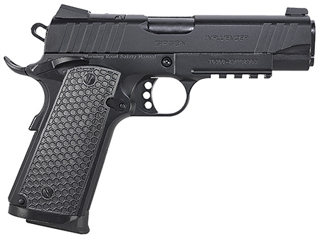 [741566906695] Girsan 391045 MC1911 C Influencer Compact 10mm Auto 9+1 4.40" Blued Steel Barrel, Black Cerakote Optic Ready/Serrated Steel Slide  &  Frame w/Picatinny Rail  &  Beavertail, Black Polymer Grip