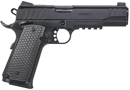[741566906718] EAA GIRSAN 391047 MC1911 S Influencer Full Size 45 ACP 8+1 5" Blued Steel Barrel, Black Optic Ready/Serrated Steel Slide  &  Frame w/Picatinny Rail  &  Beavertail, Black Polymer Grip