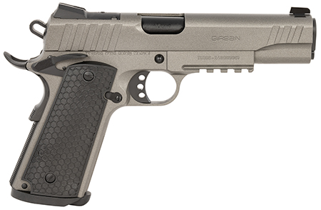 [741566906978] Girsan 391148 MC1911 S Influencer Full Size 10mm Auto 9+1 5" Black Steel Barrel, Tungsten Gray Cerakote Optic Ready/Serrated Steel Slide  &  Frame w/Picatinny Rail  &  Beavertail, Gray Polymer Grip