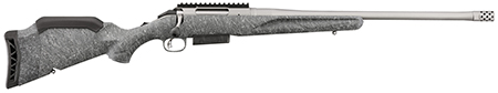 [736676469055] Ruger 46905 American Gen 2 450 Bushmaster 3+1, 20" Gun Metal Gray Cerakote Steel Threaded Barrel, Gun Metal Gray Cerakote Receiver w/Picatinny Rail, Gray Splatter Adjustable Synthetic Stock