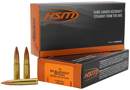 [837306006784] HSM 300BLK4N Match  300 Blackout 220 gr Sierra MatchKing BTHP 20 Per Box/ 25 Case
