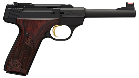 [023614440222] Browning 051519490 Buck Mark Challenge 22 LR 10+1 5.50" Polished Flats Steel Barrel, Matte Black Serrated Slide  &  Aluminum Frame, Engraved Rosewood Grip