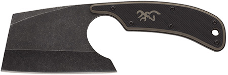 [023614985464] Browning 3220322 Cutoff Camp 2.50" Fixed Cleaver Plain Black Black Oxide Stonewashed 9Cr14MoV SS Blade, Black/Tan G10 Handle