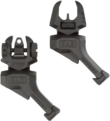 [7290111586743] FAB Defense FXFRBSOSB Front and rear Set of Offset Flip-Up Sights  Black