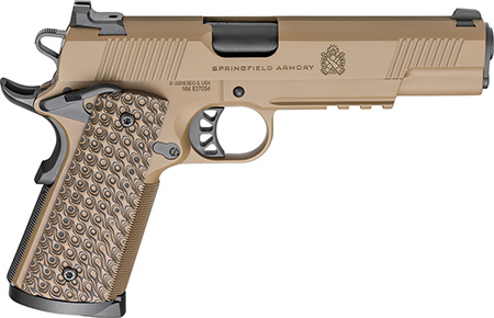 [706397969301] Springfield Armory PC9125LRCB 1911 TRP  45 ACP 8+1 5" Black Match Grade Barrel, Coyote Brown Cerakote Serrated Carbon Steel Slide  &  Frame w/Picatinny Rail  &  Beavertail, VZ Hydra G10 Grip