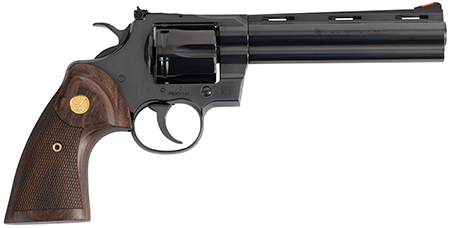 [098289003478] Colt Mfg PYTHONBP6WTS Python Target 357 Mag/38 Special 6 Shot 6" Matte Black Carbon Steel Recessed Target Vent Rib Barrel, Cylinder  &  Frame, Walnut w/Medallion Grip, Exposed Hammer