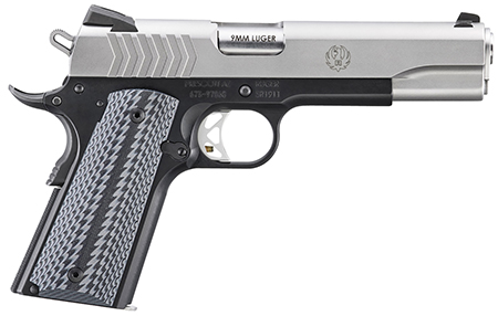 [736676067947] Ruger  SR1911  Full Size 9mm Luger 9+1 5" Stainless Steel Barrel, Satin Stainless Steel Serrated Slide, Black Anodized Aluminum Frame w/Beavertail, Black/Gray G10 Grip