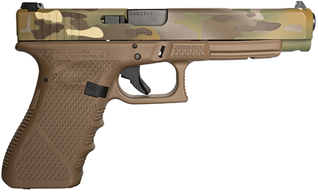 [617695829122] Weapon Works PI3430103-228071 G34 Gen3 Competition Frame 9mm Luger 17+1 5.31" Black Steel Barrel, MC w/Mesh Stippling Long/Serrated Steel Slide, Flat Dark Earth Polymer Frame w/Picatinny Rail