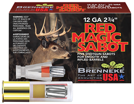 [4030128121383] Brenneke SL122RMS Red Magic  12Gauge 2.75" 1oz Sabot Slug Shot 5 Per Box/50 Case