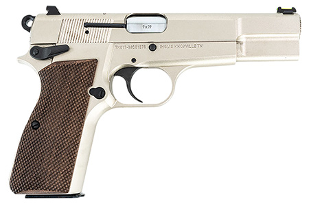 [723551446539] MAC 12000001 P-35  9mm Luger 15+1 4.70" Stainless Steel Barrel, Satin Nickel Serrated Steel Slide  &  Frame w/Beavertail  &  Picatinny Rail, G10 Grip