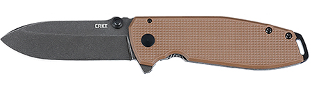[794023249538] CRKT 2495B SQUID XM 2.95" Folding Drop Point Plain Stonewashed D2 Steel Blade, Brown Textured G10/SS Handle