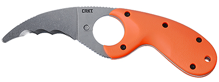 [794023251111] CRKT 2511ER Bear Claw  2.39" Fixed Hawkbill Veff Serrated Stonewashed AUS-8A SS Blade, Blaze Orange Textured GRN Handle