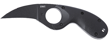 [794023251609] CRKT 2516K Bear Claw  2.39" Fixed Hawkbill Plain Black Powder Coated AUS-8A SS Blade, Black Textured GRN Handle