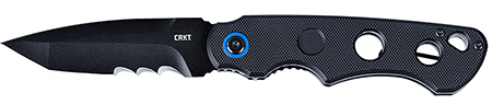 [794023260601] CRKT 2606 A.B.C.  3.39" Folding Tanto Veff Serrated Black Oxide 12C27 Sandvik Blade, Black Textured G10 Handle