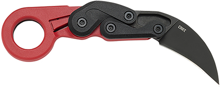 [794023404142] CRKT 4041R Provoke  2.47" Folding Hawkbill Plain Black Stonewashed 1.4116 SS Blade, Red Grivory Handle