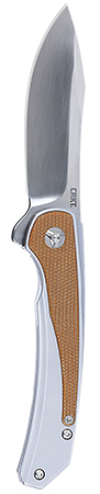 [794023607000] CRKT 6070 Padawan  3.01" Folding Wharncliffe Plain Brushed Satin 14C28N Steel Blade, SS w/G10 Coyote Tan Overlays Handle