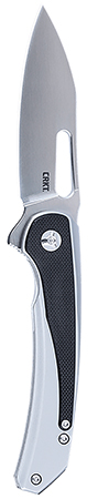 [794023607505] CRKT 6075 Padawan  3.01" Folding Wharncliffe Plain Brushed Satin 14C28N Steel Blade, SS w/G10 Black Overlays Handle