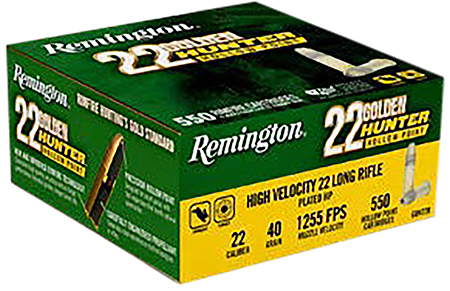 [047700212531] Remington Ammunition R21253 Golden Hunter  22LR 40gr Plated Hollow Point 550 Per Box/12 Case