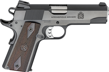 [706397943691] Springfield Armory PX9417 1911 Garrison 9mm Luger 9+1 4.25" Stainless Match Grade Barrel, Blued Serrated Carbon Steel Slide  &  Frame w/Beavertail, Thinline Wood Grip
