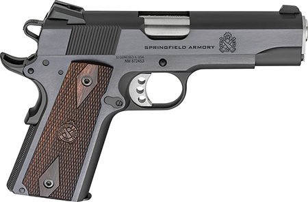 [706397943721] Springfield Armory PX9418 1911 Garrison 45 ACP 7+1 4.25" Stainless Match Grade Barrel, Blued Serrated Carbon Steel Slide  &  Frame w/Beavertail, Thinline Wood Grip