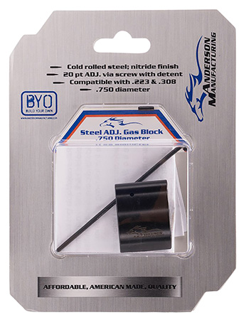 [712038921614] Anderson G2L054D0000P Low Profile Gas Block Adjustable .750 Nitride Steel Adjustable Version
