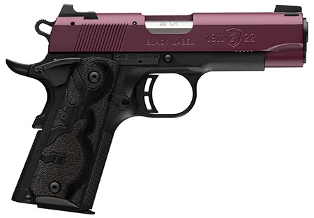 [023614861744] Browning 051062490 1911 Black Label Compact Frame 22 LR 10+1 3.63" Matte Stainless Steel Barrel, Black Cherry Cerakote Serrated Aluminum Slide, Matte Black Polymer Frame, Black Polymer Grip