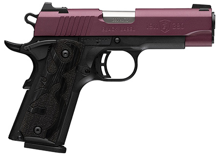 [023614861782] Browning 051995492 1911-380 Black Label Compact Frame 380 ACP 8+1 3.63" Matte Stainless Steel Barrel, Black Cherry Cerakote Serrated Steel Slide, Matte Black Polymer Frame w/Beavertail